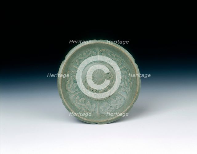 Celadon lobed saucer with moulded floral decoration of Liao type, Koryo dynasty, Korea, c1120-1130. Artist: Unknown