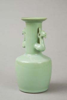 Celadon mallet vase with phoenix's head handles, 20th century. Creator: Suwa Sozan