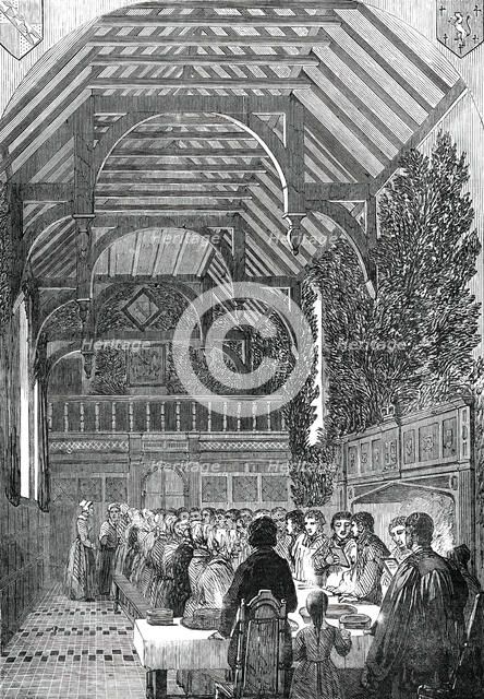 Celebration of Palm Sunday in the Hall of Sackville College, East Grinstead, 1850. Creator: Unknown.