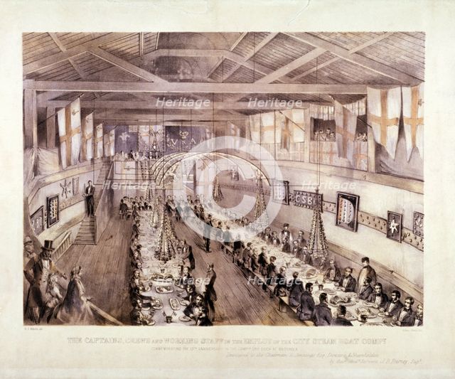 Celebration of the 13th anniversary of the City Steam Boat Company, Battersea, London, c1859.  Artist: Edwin Jewitt