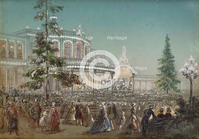 Celebration of the 25th Anniversary of Tsarskoe Selo Railroad at the Pavlovsk Railway Station Concert Hall, 1862. Artist: Charlemagne, Adolf (1826-1901)