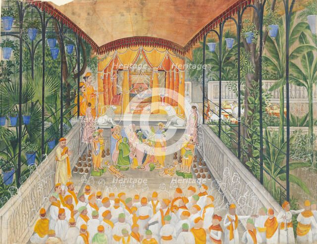 Celebration of the Birth of Krishna (Janamashtami), ca. 1880-1900. Creator: Ragunath.