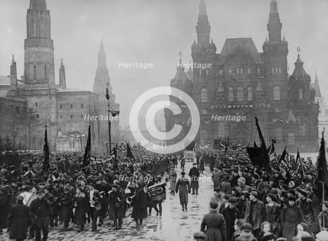 Celebrations on the occasion of the 8th anniversary of the October Revolution in Moscow, 1925. Creator: Anonymous.