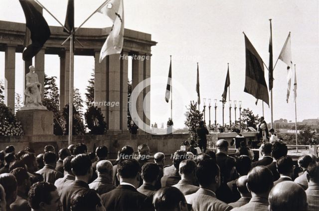 Celebrating Memorial Mass at the monument located in the Diagonal Avenue of Barcelona on October …