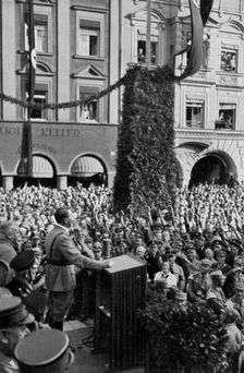 Celebrating the 15th anniversary of the formation of the Nazi Party, Rosenheim, Germany, 1935