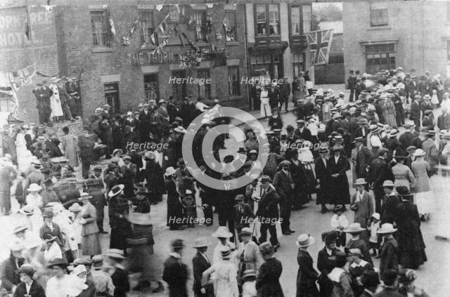 Celebrating the end of World War I, Market Place, Ripley, Derbyshire, 1918. Artist: Unknown