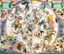 Celestial planisphere showing the signs of the zodiac, 1660-1661. Creator: Andreas Cellarius