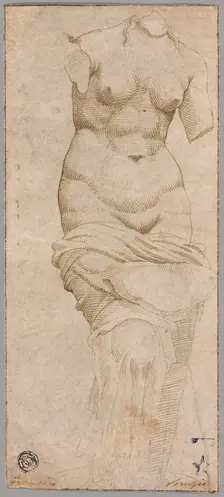Celestial Venus (recto); Main Hall, Baths of Diocletian (verso), c.1535. Creator: Unknown