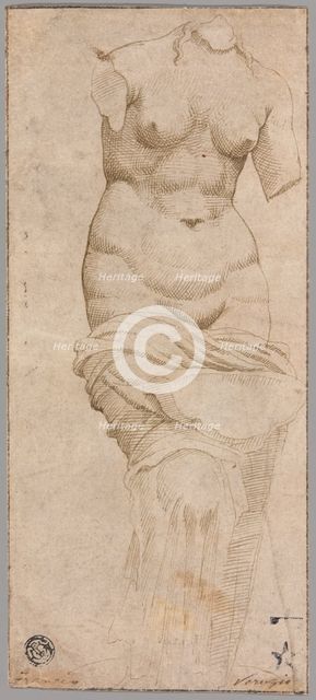 Celestial Venus (recto); Main Hall, Baths of Diocletian (verso), c.1535. Creator: Unknown.