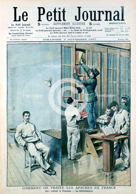 Cell and library at the prison at Fresnes, 1907. Artist: Unknown