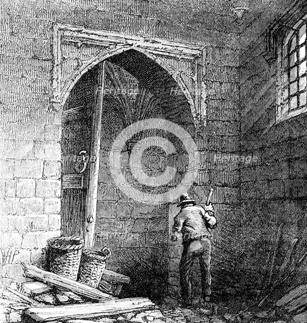 Cellars beneath the Houses of Parliament House in the time of King James I, c1902. Artist: Unknown