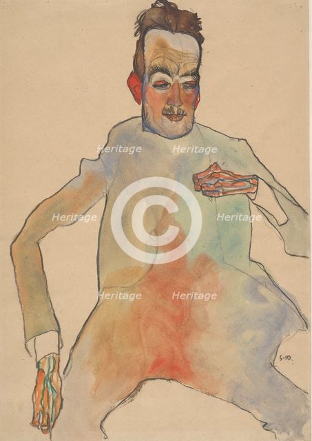 Cellist, 1910. Creator: Schiele, Egon (1890-1918).
