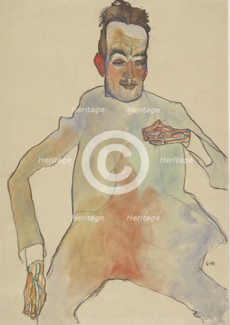 Cellist, 1910. Creator: Schiele, Egon (1890-1918).