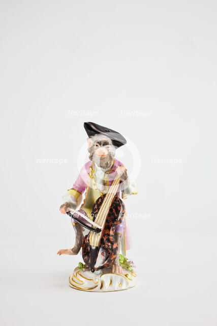 Cellist for the Monkey Band, Meissen, c. 1765. Creators: Meissen Porcelain, Johann Joachim Kaendler.