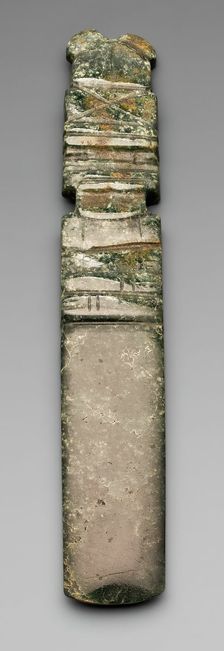 Celt Pendant Depicting an Abstract Figure with a Tall Headdress, A.D. 1/500. Creator: Unknown