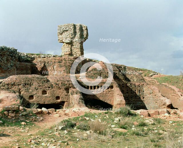 Celtiberian Roman rock city of Tiermes, detail of the rock digged houses.