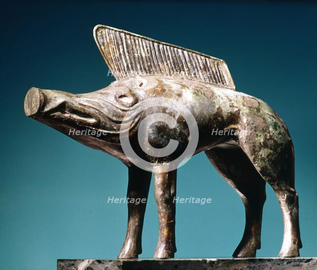 Celtic art: bronze boar from the Sanctuary of Newy, Loiret, France, 1st century AD. Artist: Unknown