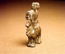 Celtic Bronze Three-Horned bull with Bust of two Goddesses, c1st century