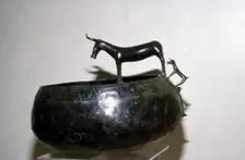 Celtic Bronze Bowl with Cow and Calf from Halstatt, Austria. Celtic Iron Age., c.6th-8th century BC