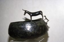Celtic Bronze Bowl with Cow and Calf from Halstatt, Austria. Celtic Iron Age., c.6th-8th century BC