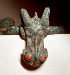 Celtic bronze harness mount (Horse head), Germany, 1st century