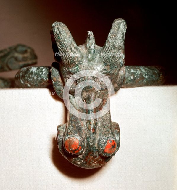 Celtic bronze harness mount (Horse head), Germany, 1st century. Artist: Unknown