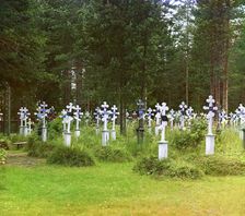 Cemetery at Assumption Hermitage [Russian Empire], 1909. Creator: Sergey Mikhaylovich Prokudin-Gorsky