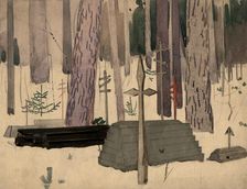 Cemetery in Nalimka ulus. Selkups, 1920. Creator: A. G. Vargin