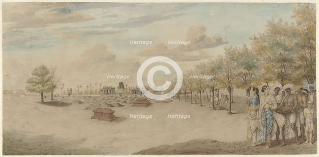 Cemetery with funeral procession in India, 1773-1775. Creator: Carel Frederik Reimer.