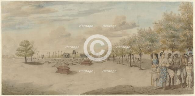 Cemetery with funeral procession in India, 1773-1775. Creator: Carel Frederik Reimer.