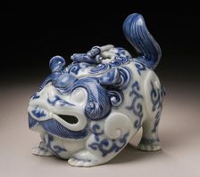 Censer in the Form of a Chinese Lion with Scroll and Sword Finial, 19th century. Creator: Unknown