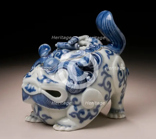 Censer in the Form of a Chinese Lion with Scroll and Sword Finial, 19th century. Creator: Unknown.