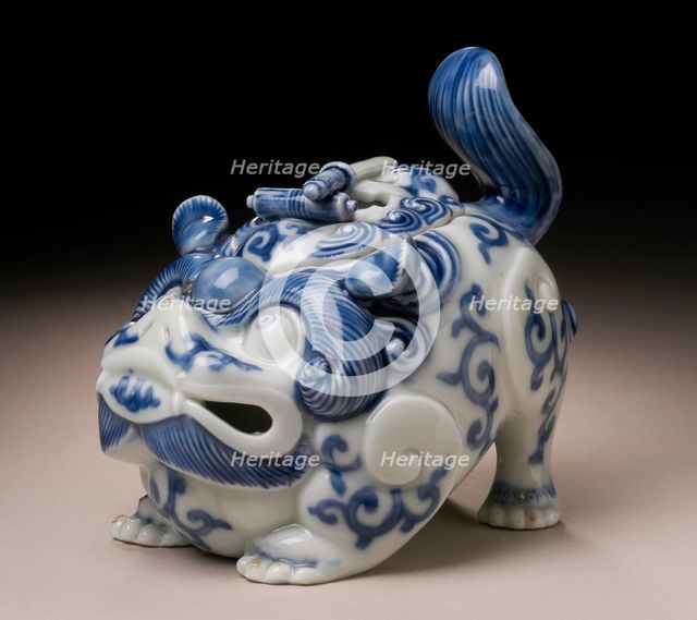 Censer in the Form of a Chinese Lion with Scroll and Sword Finial, 19th century. Creator: Unknown.