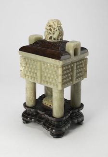 Censer in the Form of an Ancient Bronze Rectangular Cauldron (Fangding), Qing dynasty (1644-1911). Creator: Unknown