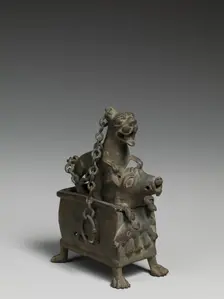 Censer with a Lioness Hunting a Boar, Coptic, 6th-7th century. Creator: Unknown