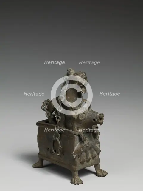 Censer with a Lioness Hunting a Boar, Coptic, 6th-7th century. Creator: Unknown.