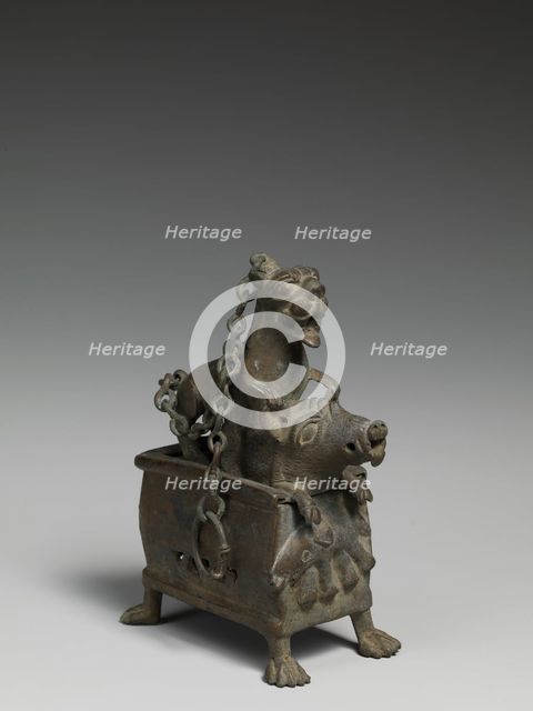Censer with a Lioness Hunting a Boar, Coptic, 6th-7th century. Creator: Unknown.