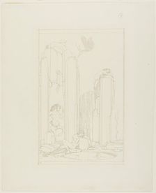 Centaur, Two Figures, and Ruins, c. 1890-1900. Creator: Charles S Ricketts