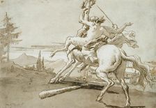 Centaur Arrested in Flight, a Female Faun on His Back, between c1759 and c1791. Creator: Giovanni Domenico Tiepolo