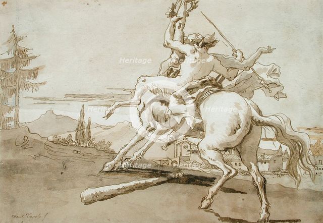 Centaur Arrested in Flight, a Female Faun on His Back, between c1759 and c1791. Creator: Giovanni Domenico Tiepolo.