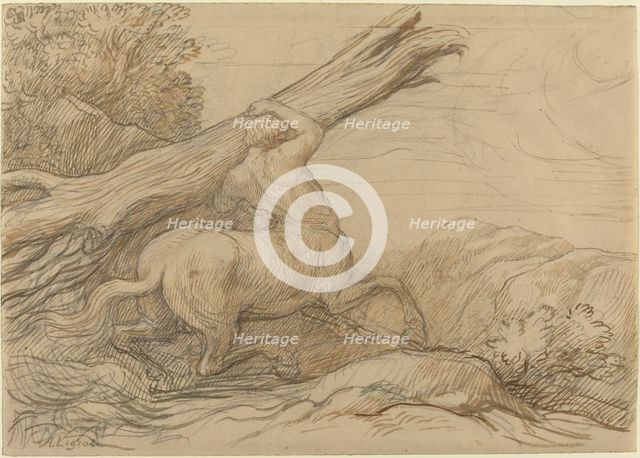 Centaur Carrying a Tree Trunk. Creator: Alphonse Legros.