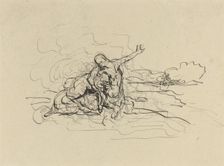 Centaur Carrying Off a Woman. Creator: Honore Daumier