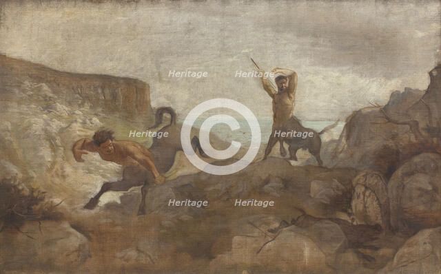 Centaurs Hunting Boars, 1866-1867. Creator: Ludvig Abelin Schou.
