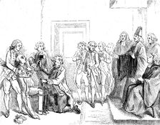 Centenary of John Howard, Prison Reformer: the torture of the Boot as applied...in 1777, (1890). Creator: Unknown