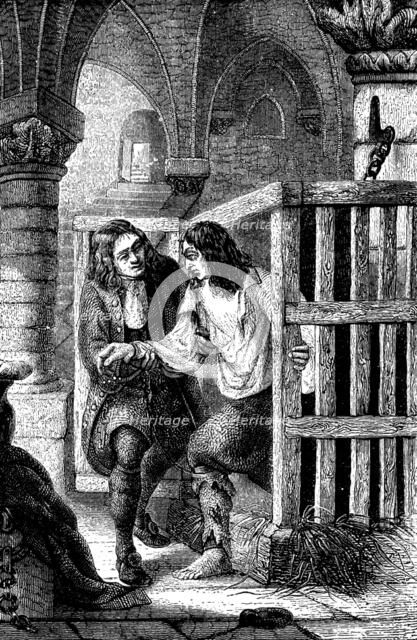 Centenary of John Howard, Prison Reformer: deliverance of prisoner shut up for life in cage, (1890). Creator: Unknown.