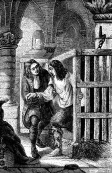 Centenary of John Howard, Prison Reformer: deliverance of prisoner shut up for life in cage, (1890). Creator: Unknown