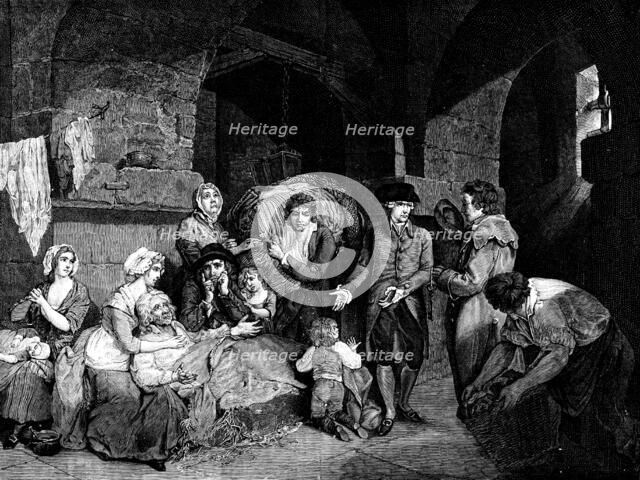 Centenary of John Howard, Prison Reformer: John Howard visiting an English prison, (1890). Creator: Unknown.