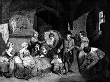 Centenary of John Howard, Prison Reformer: John Howard visiting an English prison, (1890). Creator: Unknown