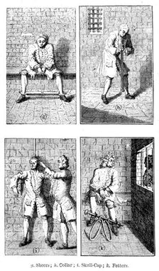 Centenary of John Howard, Prison Reformer:...Marshalsea Prison: mode of applying the torture, (1890) Creator: Unknown