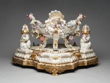 Centerpiece and Stand with Pair of Sugar Casters, Meissen, 1737. Creator: Meissen Porcelain
